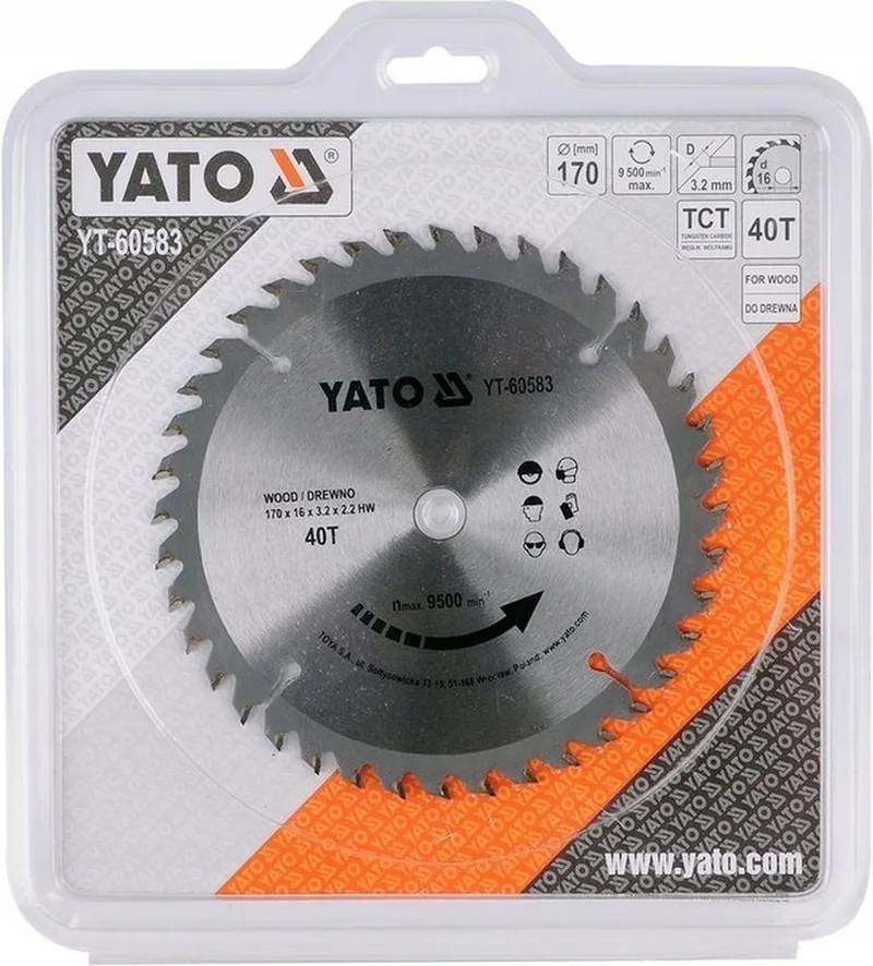 Cirkelzaagblad Ø170 mm - 40 T - binnendiameter 16 mm de Yato – image du produit