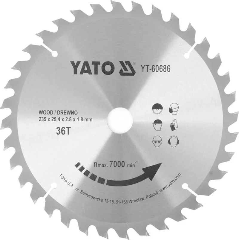 Cirkelzaagblad Ø235 mm - 36T - binnendiameter 25,4 mm von Yato – Produktbild