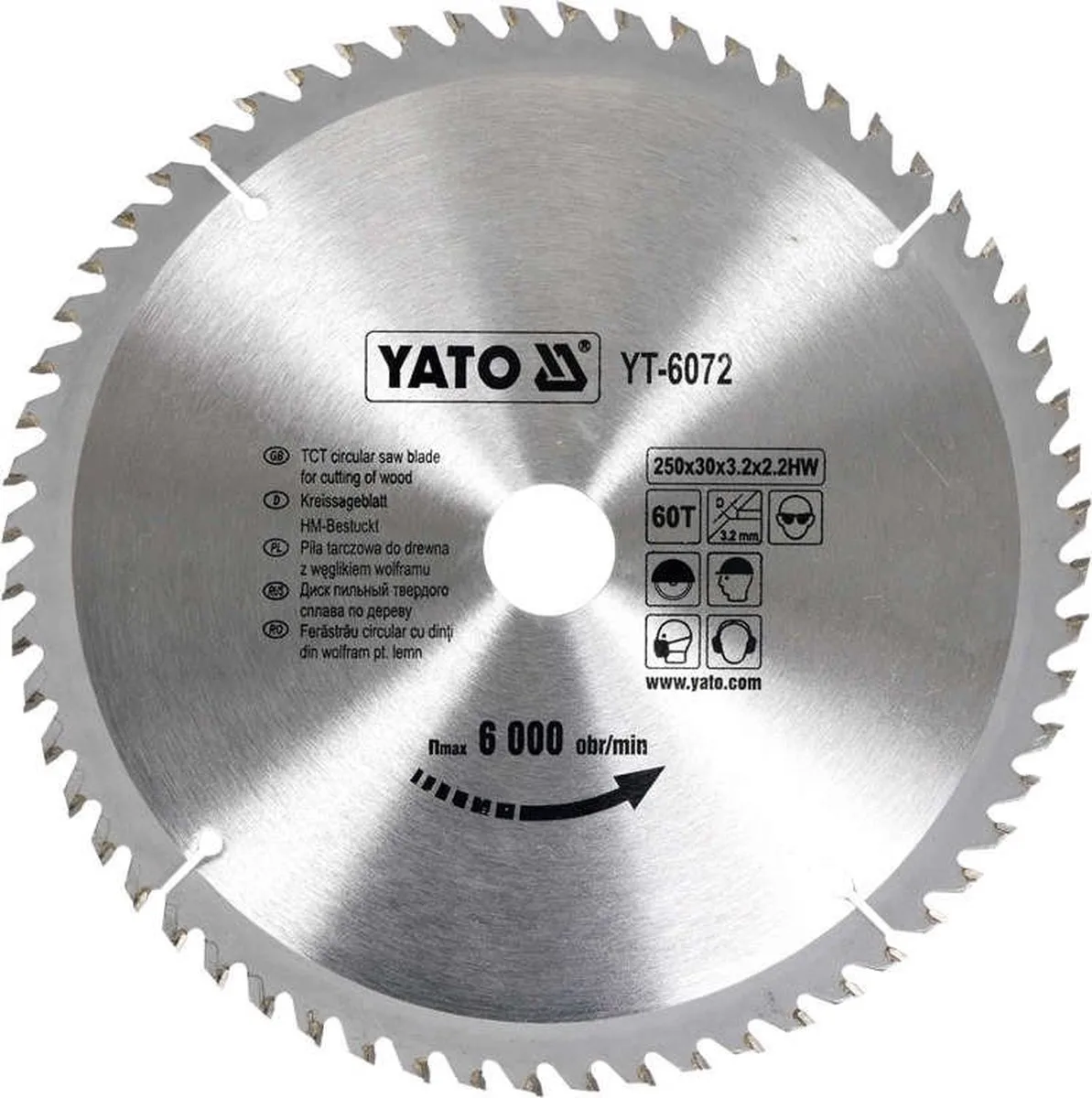 Cirkelzaagblad Ø250 mm - 60T - binnendiameter 30 mm de Yato – image du produit