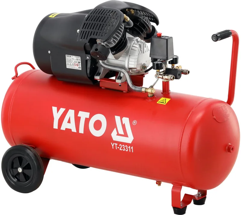 Compressor 100L Twin Cylinder (412 Liter per Minuut Bruto) de Yato, Rouge – image du produit