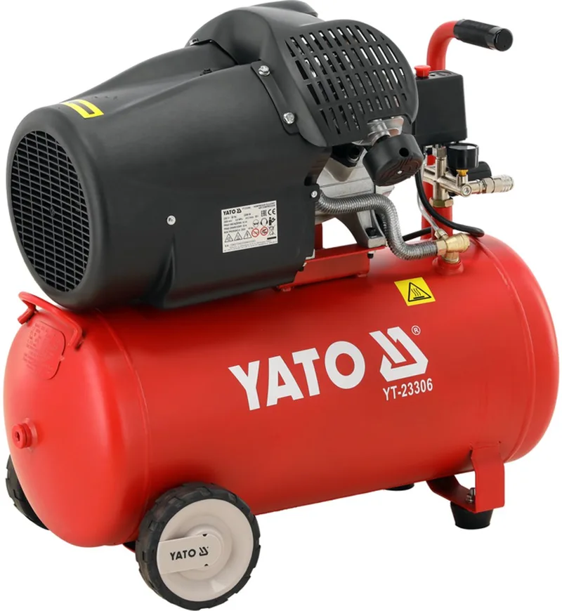 Compressor 50L Twin Cylinder (412 Liter per Minuut Bruto) de Yato, Rouge – image du produit