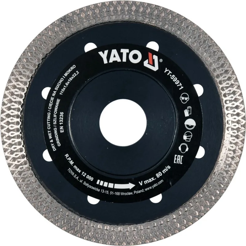 Diamantschijf voor Keramiek - 115mm - Precisie en Duurzaamheid de Yato, Argent – image du produit