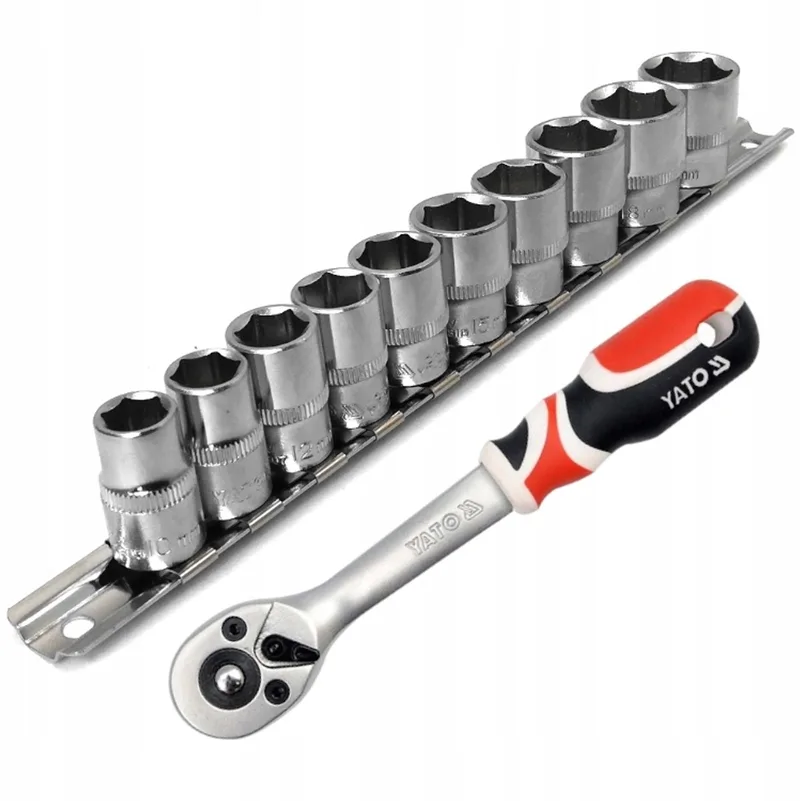 Dop 3/8" Korte Doppenset 10-19mm + Ratel de Yato, Rouge – image du produit