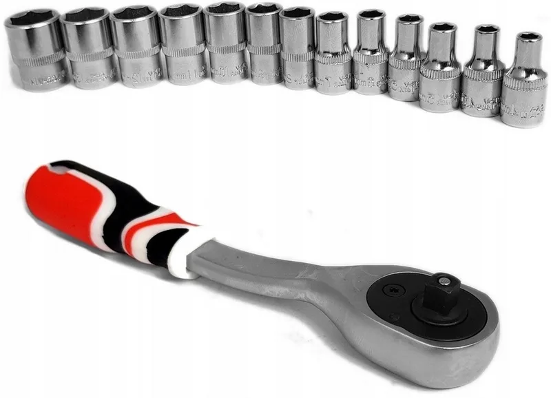 doppenset 1/4" 4-14 mm met ratel van Yato, Zilver – productafbeelding