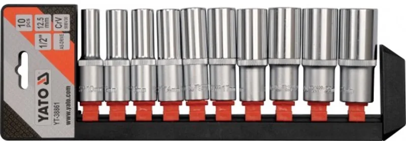 Dopsleutelset - 1/2" - 10-delig - Lang van Yato, Zilver – productafbeelding