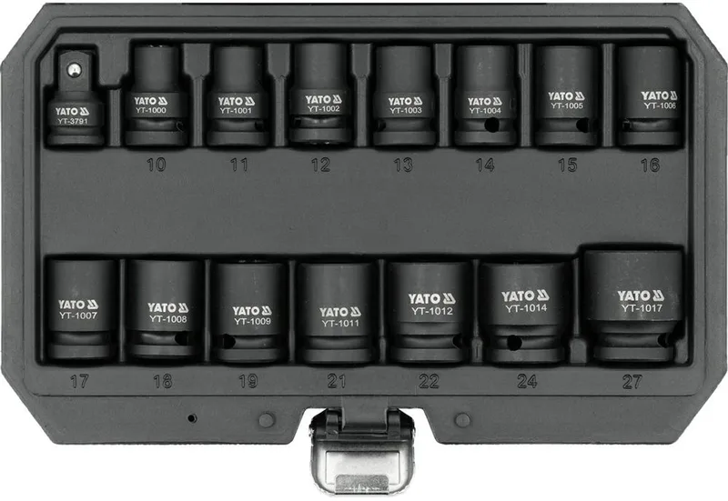 Dopsleutelset - Udarowe Sockets - 15 Elementen - CrMo Staal by Yato, Black – product image