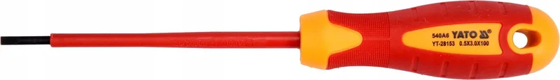 Geïsoleerde Platte Schroevendraaier 3x100mm, 1000V VDE de Yato, Rouge – image du produit
