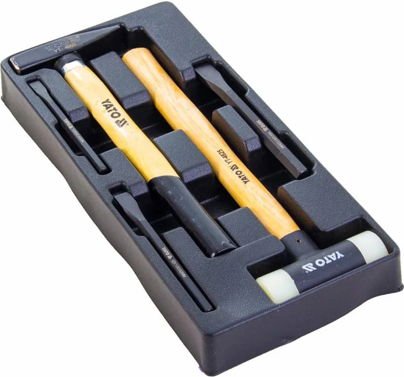Hamer en beitelset - 5-delig - 38 x 17 x 4 cm - Robuuste kunstof module - Zwart von Yato – Produktbild