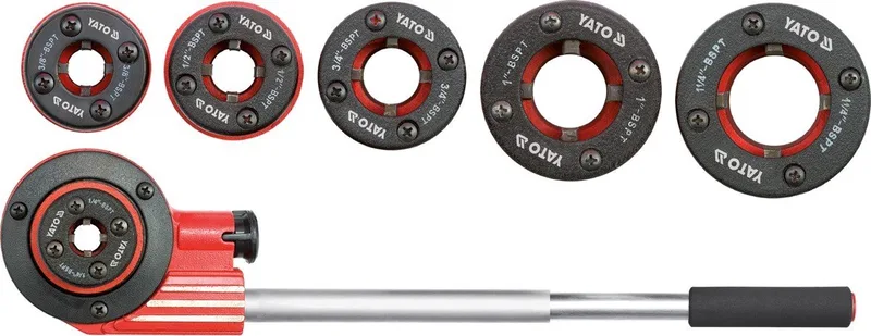 Handmatige Pijpgroevenset - 1/4''-5/4'' - Ratel Systeem - 7-Delig von Yato, Schwarz – Produktbild