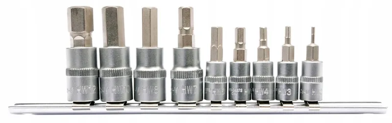 HEX Dopsleutelset 9 Delig 2-12mm 1/4" & 3/8" by Yato, Staalgrijs – product image