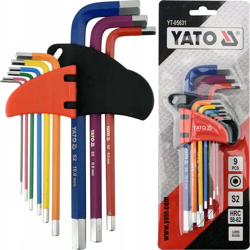 Inbussleutelset Inbus 1,5-10mm 9 Stuks Lang von Yato, Grau, Rosa, Grün, Türkis, Gelb, Orange, Rot, Lila, Blau – Produktbild