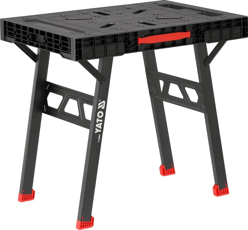 Inklapbare Werkbank - Max. 650 kg Draagvermogen - 85 x 61 cm Werkblad - Met Geïntegreerde Handgreep - Draagbare Werktafel & Schraag voor Werkplaats, Garage, Bouw & Montage de Yato – image du produit