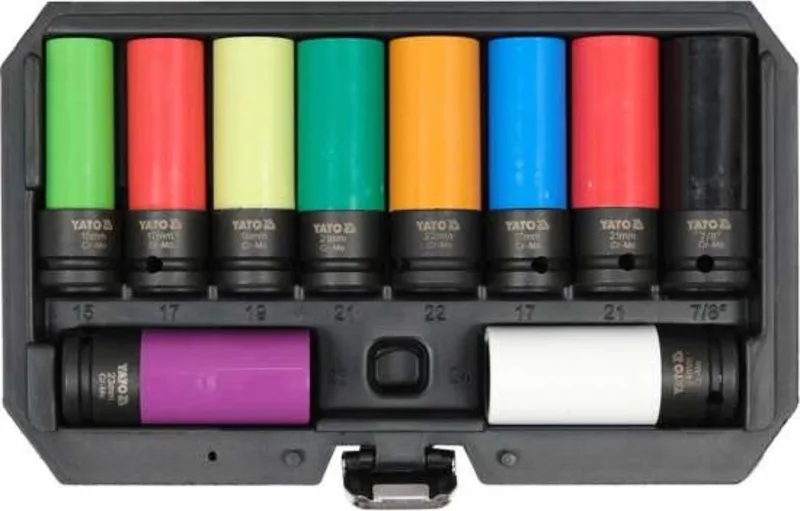 Krachtdoppen (voor lichtmetalen velgen) - 1/2 Inch - set 10-delig von Yato, Silber – Produktbild