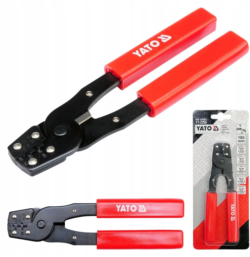 Krimptang 0.08-2mm² 180mm voor Geïsoleerde en Ongedoelde Connectoren de Yato – image du produit