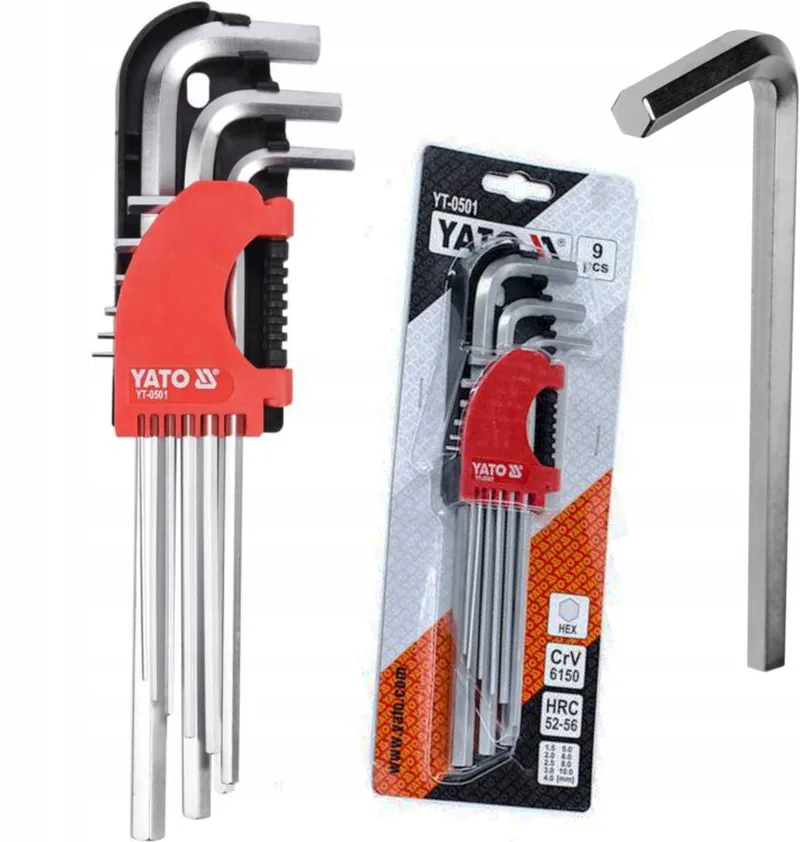 Lange Inbussleutelset Inbus 1,5-10mm, 9 Delig de Yato, Rouge – image du produit