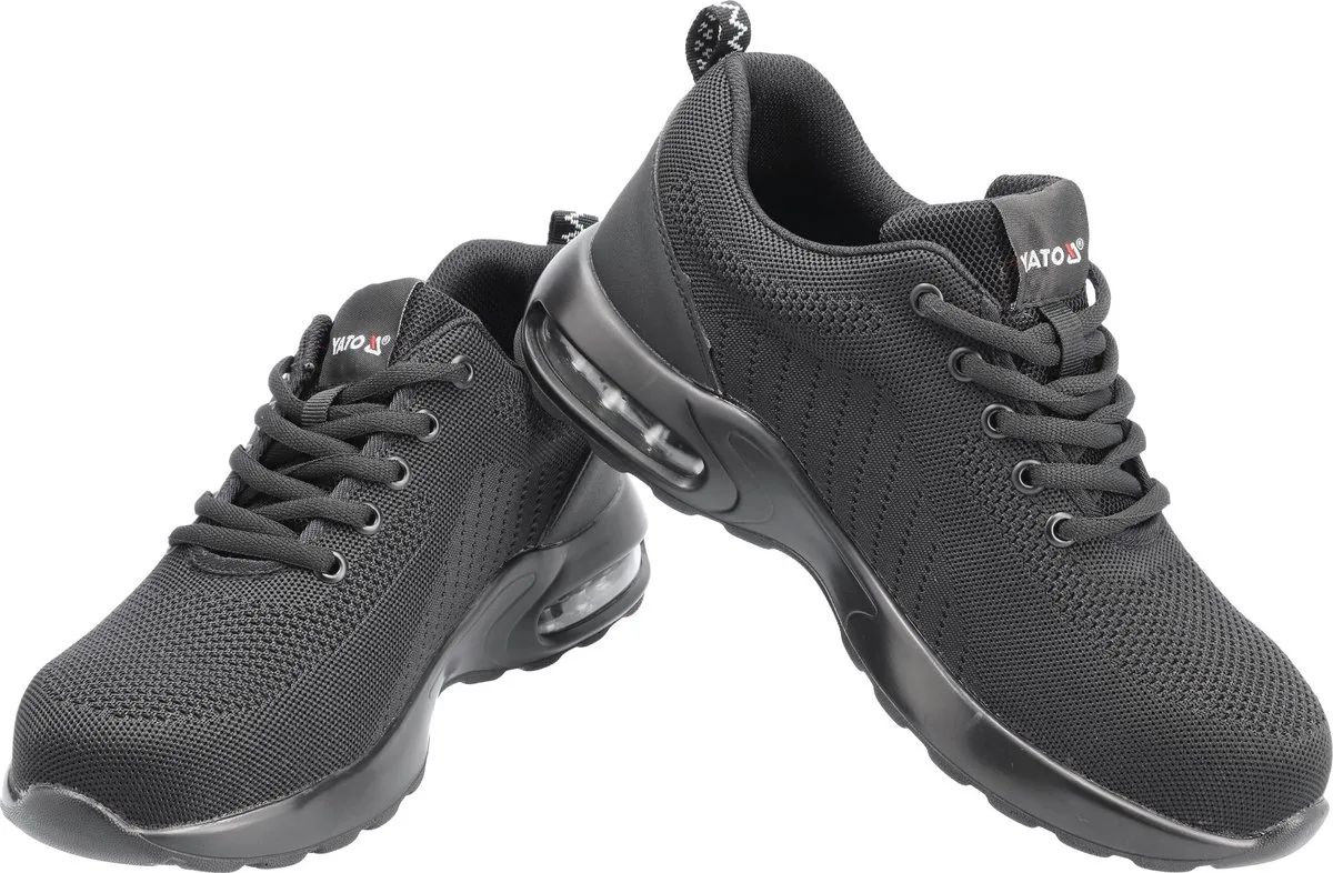 PACS SB P Ademende Veiligheidsschoenen - Stalen Neus & Kevlar Anti-Perforatie Tussenzool - Met Air Cushion Hiel & Comfort Binnenzool - Antislip Werkschoenen (SRA) - (EN ISO 20345) de Yato, Noir – image du produit