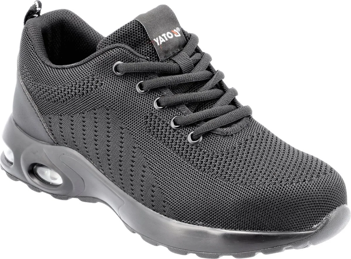 PACS SB P Ademende Veiligheidsschoenen - Stalen Neus & Kevlar Anti-Perforatie Tussenzool - Met Air Cushion Hiel & Comfort Binnenzool - Antislip Werkschoenen (SRA) - Voetlengte 23.0 cm - Zwart (EN ISO 20345) van Yato, Zwart, 40 – productafbeelding