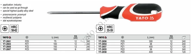 Pozidrive Schroevendraaier PZ3x150mm SVCM55 by Yato – product image