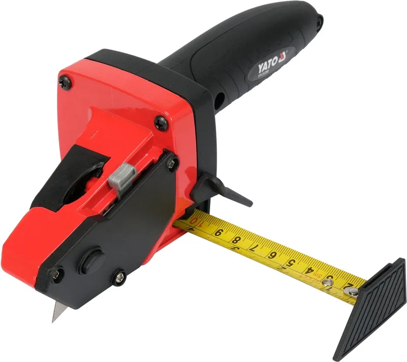 Professioneel Multitool Mes met Rolmaat (5m) & Geleider – 230 mm – Inclusief Reservemesjes & Timmerpotlood von Yato, Rot – Produktbild 1 von 4