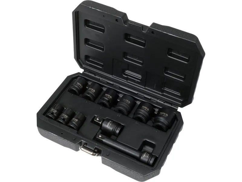 Professionele 11-Delige Krachtdoppenset 1/2" - Premium CrMo SCM-440 Staal - Met AS-DRIVE Systeem - Slagmoersleutel Kwaliteit voor Industrie & Automotive von Yato, Schwarz – Produktbild 2 von 2