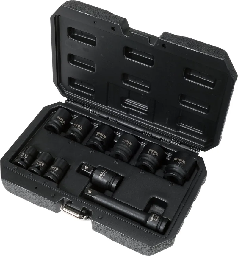 Professionele 11-Delige Krachtdoppenset 1/2" - Premium CrMo SCM-440 Staal - Met AS-DRIVE Systeem - Slagmoersleutel Kwaliteit voor Industrie & Automotive von Yato, Schwarz – Produktbild 1 von 2