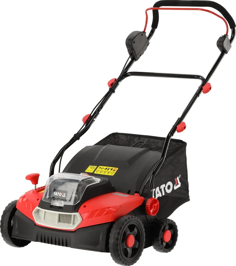 Professionele Accu Verticuteermachine & Beluchter 36V (2x18V) - Borstelloos 900W - Werkbreedte 36 cm - Met 2 Rollen & Opvangbak 45L de Yato – image du produit