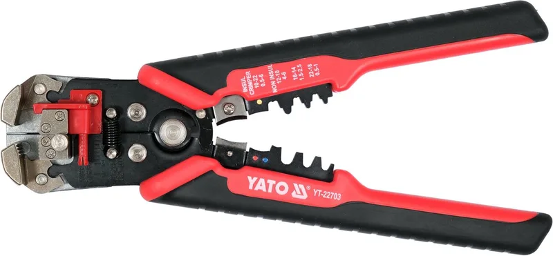 Professionele Automatische Striptang & Krimptang – 225 mm – Met Wisselbare Mesjes – Voor Draden 0.05 - 6.0 mm² by Yato, Red – product image
