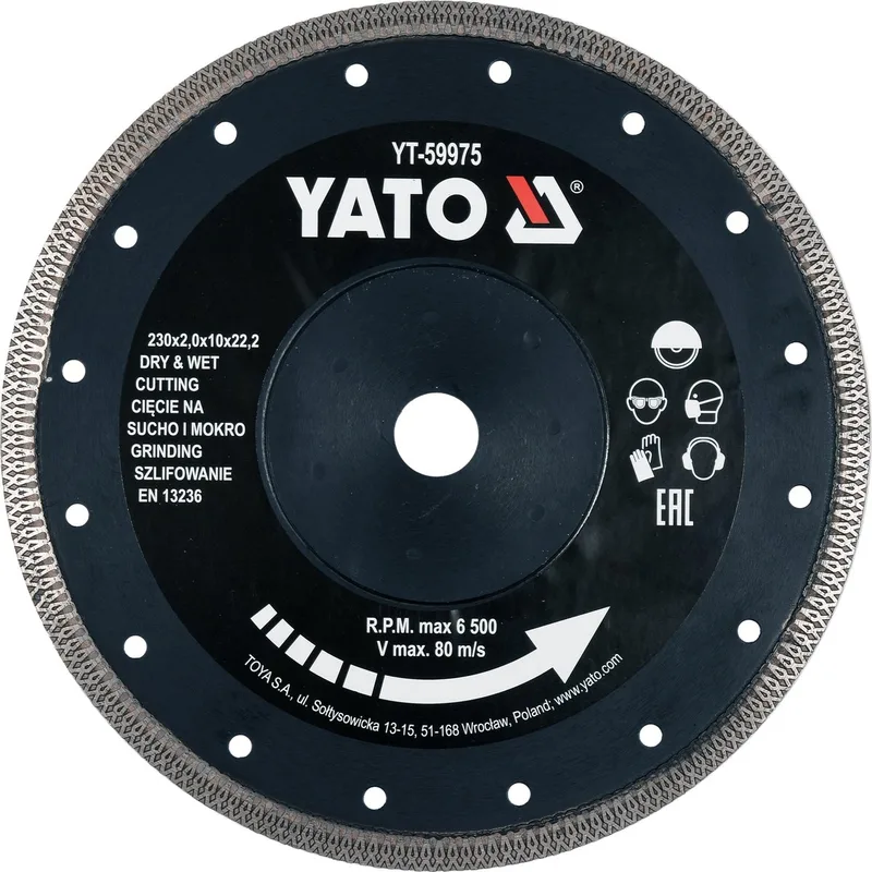 Professionele Diamantschijf 45 Graden Verstek - 10 mm Segment - Diamant Zaagblad voor Haakse Slijper - Zonder Trillingen Keramiek & Keramisch Parket Zagen - Voor Verstekzagen, Kantenschuren & Tegels - Diamantslijpschijf voor Droog Gebruik von Yato – Produktbild