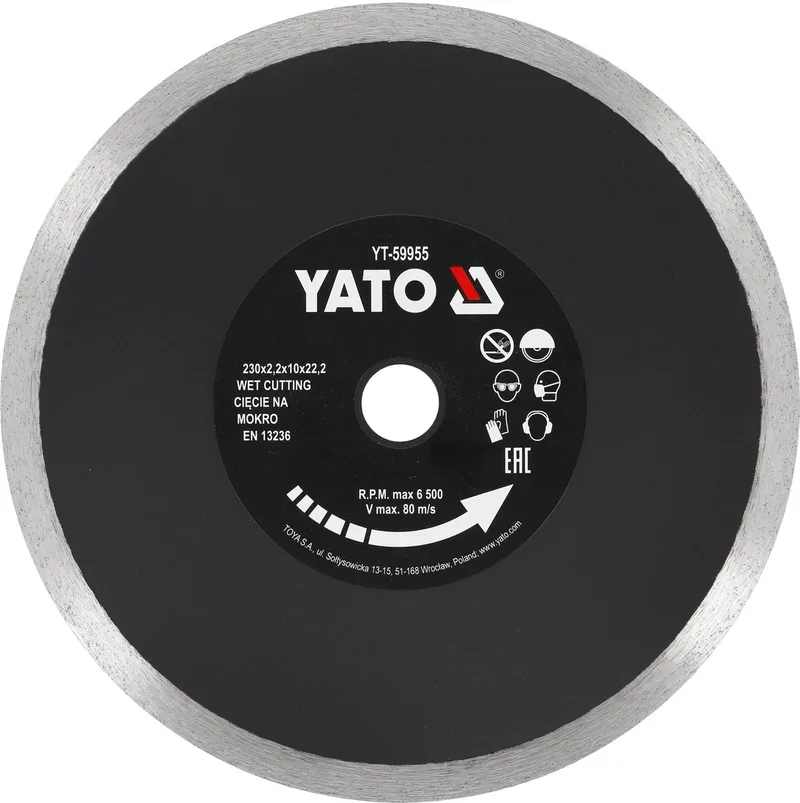 Professionele Diamantschijf Droog & Nat Gebruik - 10 mm Segment - Diamant Zaagblad voor Haakse Slijper - Voor Keramiek, Vloertegels & Gres Porcellanato - Splintervrij Zagen - Diamantslijpschijf by Yato – product image
