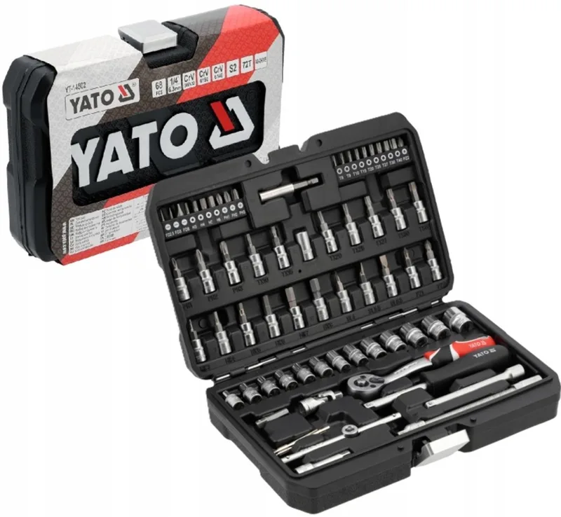 Professionele Doppenset 1/4" – 4-14 mm – 68-Delig – Chroom-Vanadiumstaal by Yato, Red – product image