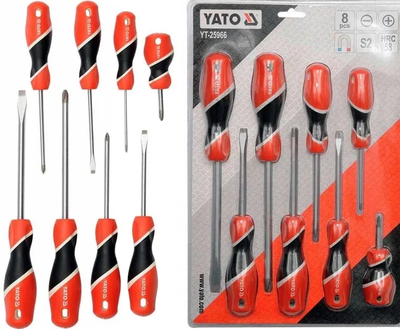 Professionele Schroevendraaierset - 8 Stuks - Staal S2 - Ergonomische Handgreep by Yato, Red – product image