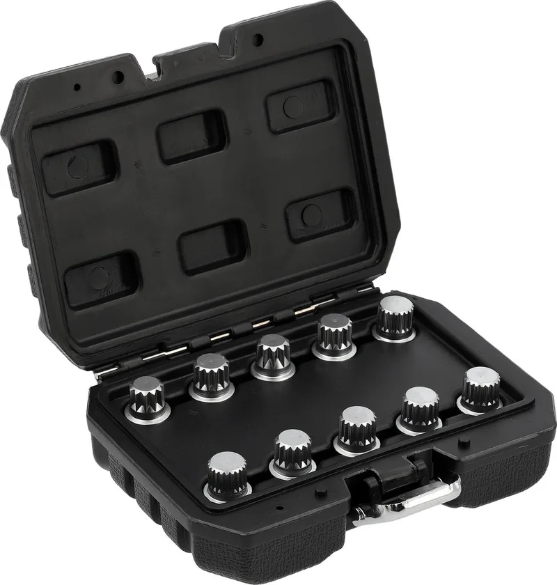 Professionele Wielslot Dopsleutel Set – 10-Delig – Voor VAG (VW, Audi, Seat, Škoda) – 1/2" Aansluiting – Hoogwaardig CrMo Staal – Inclusief Opbergkoffer de Yato, Noir – image du produit