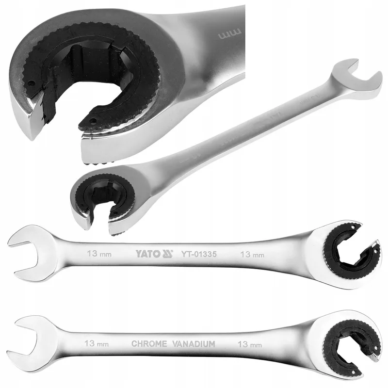 Ringschroefsleutel met Ratel, 13mm x 189mm, CRV Staal, Satiné von Yato – Produktbild
