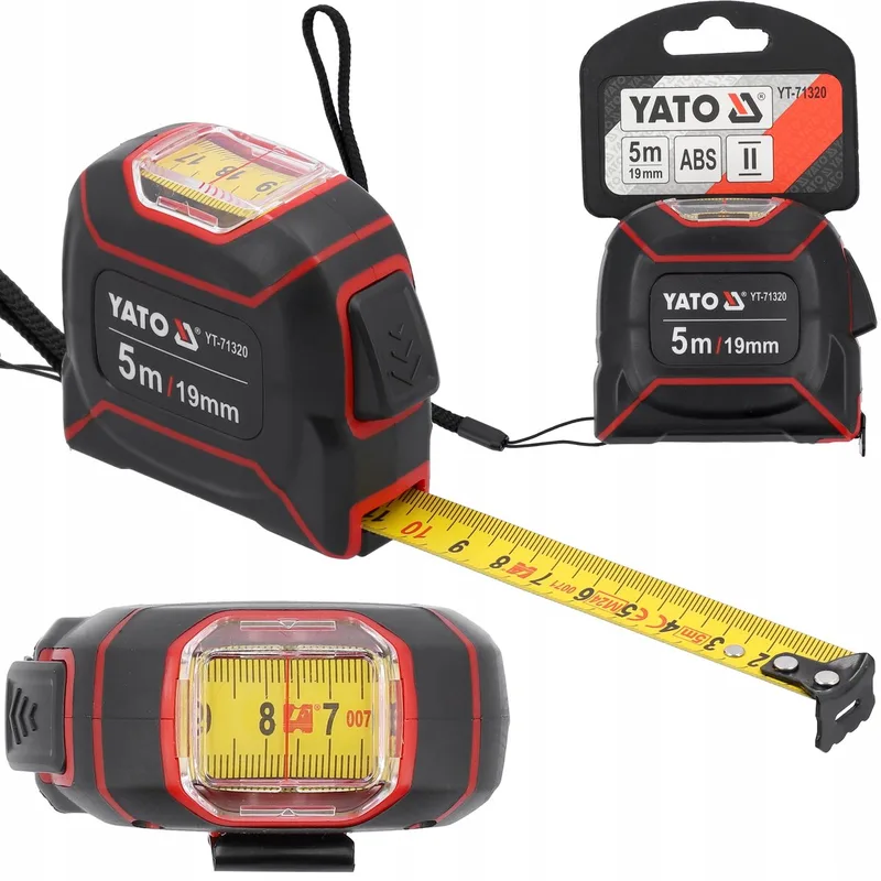 Rolbandmaat 5m x 19mm met Bovenaflezing - Metalen Rolmaat met Vergrendeling van Yato, Rood – productafbeelding