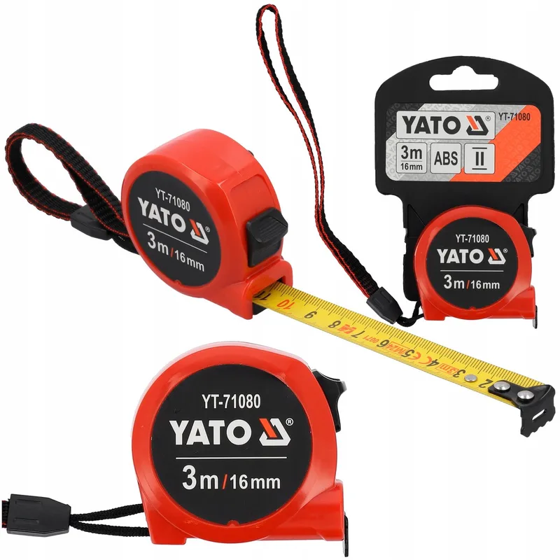 Rolmaat 3m x 16mm - Metaal met Blokkeerfunctie de Yato, Rouge – image du produit