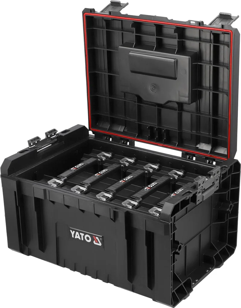 S12 YT-09163 Gereedschapskoffer & Organizer - Modulair Opbergsysteem - Inclusief 5 Bakjes & Handgreep - Koppeling met S12 & S1 Systems - 241 x 450 x 321 mm van Yato, Zwart – productafbeelding