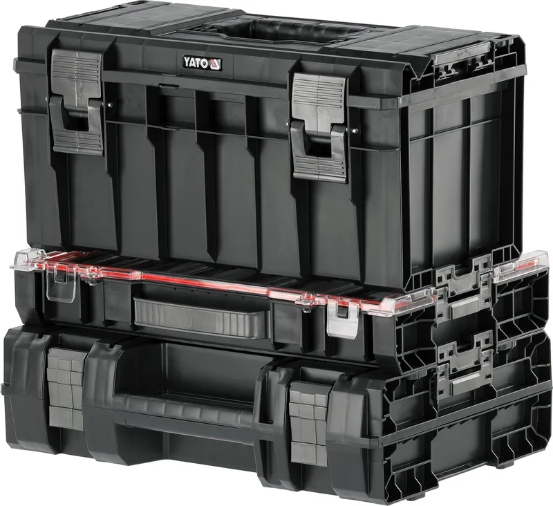 S12 YT-09175 Modulaire Gereedschapskoffer Set (3-Delig) - Systeemkoffer, Organizer & Elektrisch Gereedschapskoffer - Koppeling met S12 & S1 Systems - 421 x 450 x 323 mm de Yato, Noir – image du produit