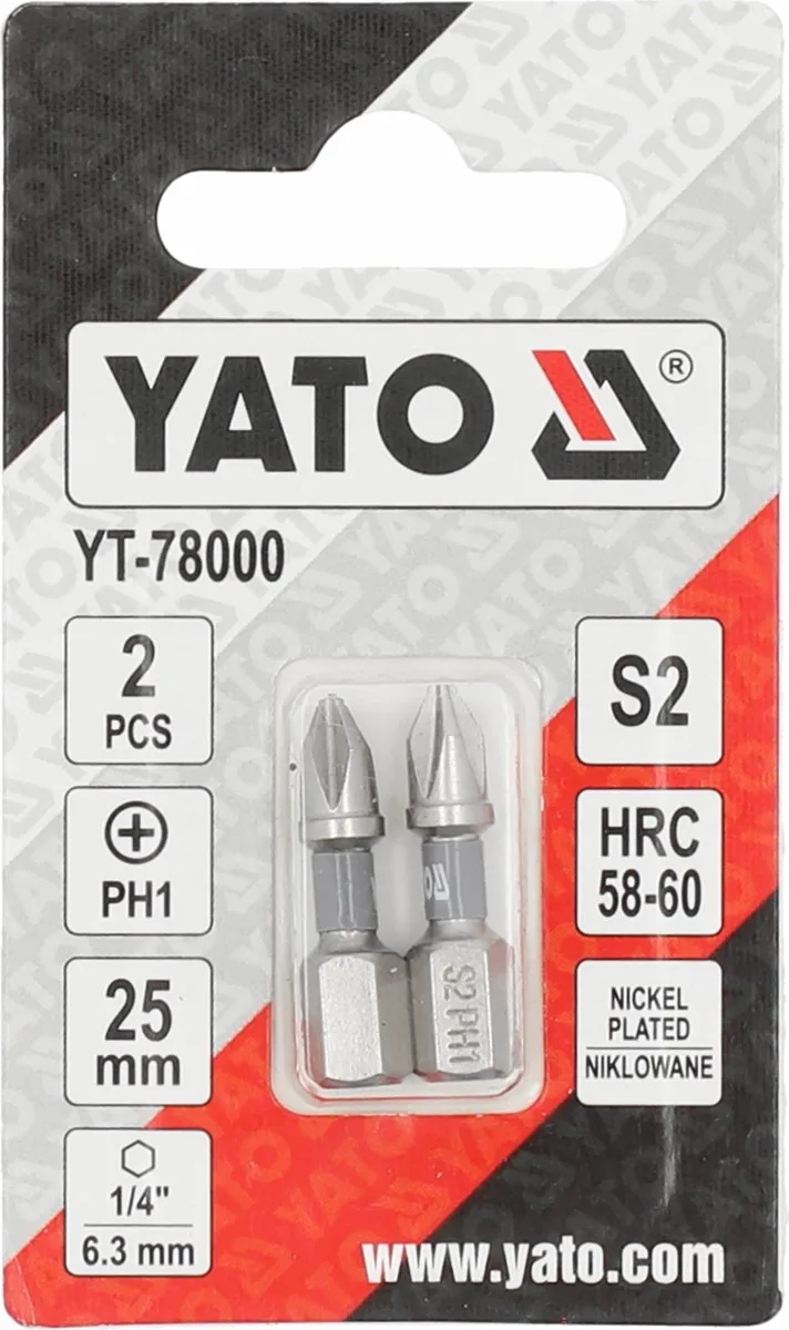 Schroefbits PH1 1/4" 25mm S2 Nikkel 2 Stuks by Yato – product image