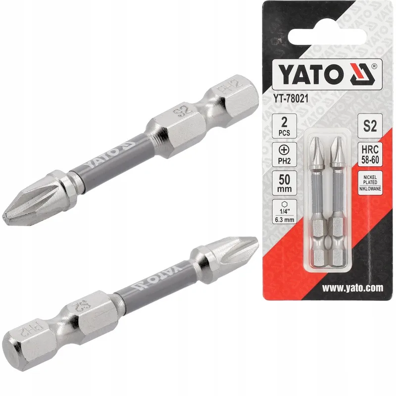 Schroefbits PH2 1/4" 50mm Nikkel 2 Stuks van Yato – productafbeelding