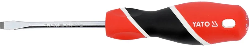 Schroevendraaier - Platte Kop - 5x75mm - Ergonomische Handgreep by Yato, Red – product image