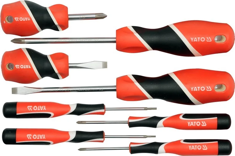 Schroevendraaierset 8 Delig: Platte & Kruiskopschroevendraaiers von Yato, Rot – Produktbild
