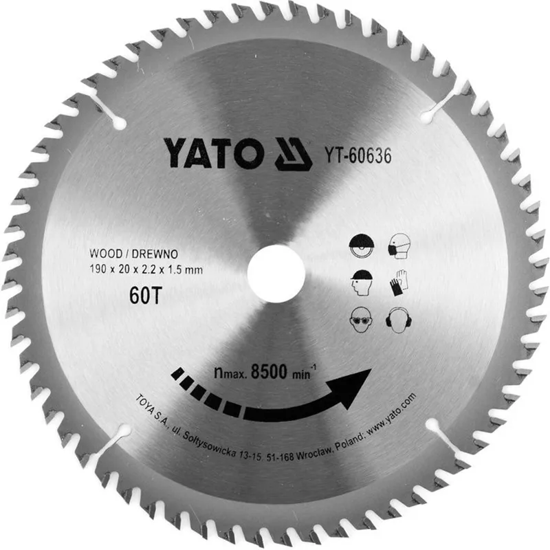 Serie - Cirkelzaagblad - 190mm - 60 Tanden von Yato – Produktbild
