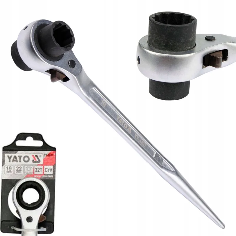 Serie - Dubbelzijdige Dopsleutel - Ratelsysteem - CrV Staal - 19x22 mm von Yato, Schwarz – Produktbild