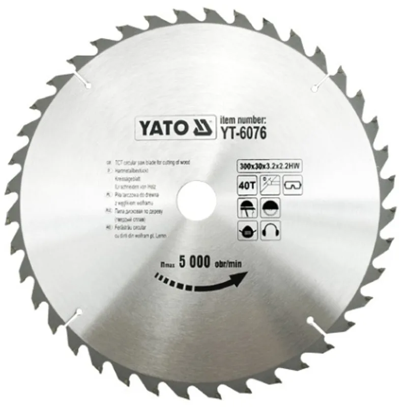 Serie - Hout Cirkelzaagblad - 300mm - 40 Tanden - TCT Materiaal de Yato – image du produit