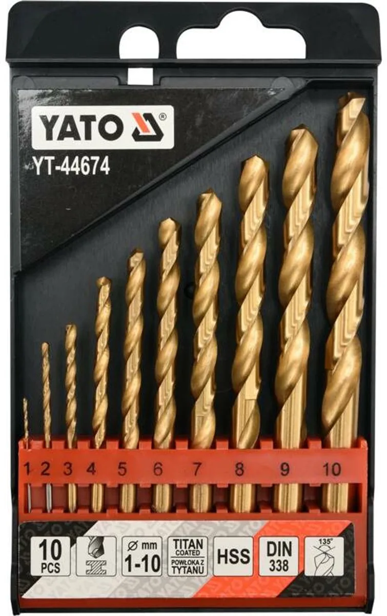 Serie - Metaalboor HSS-TiN Set - 10 stuks - 1-10mm - DIN 338 Norm von Yato – Produktbild