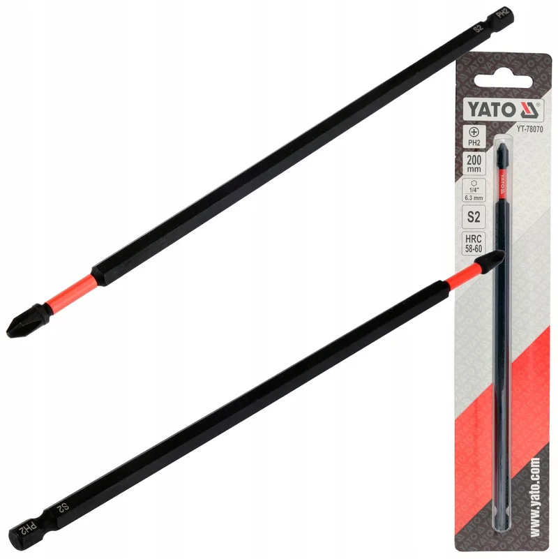 Slagmoer Bit 1/4" 200mm PH2 Staal S2 HRC 58-60 by Yato – product image