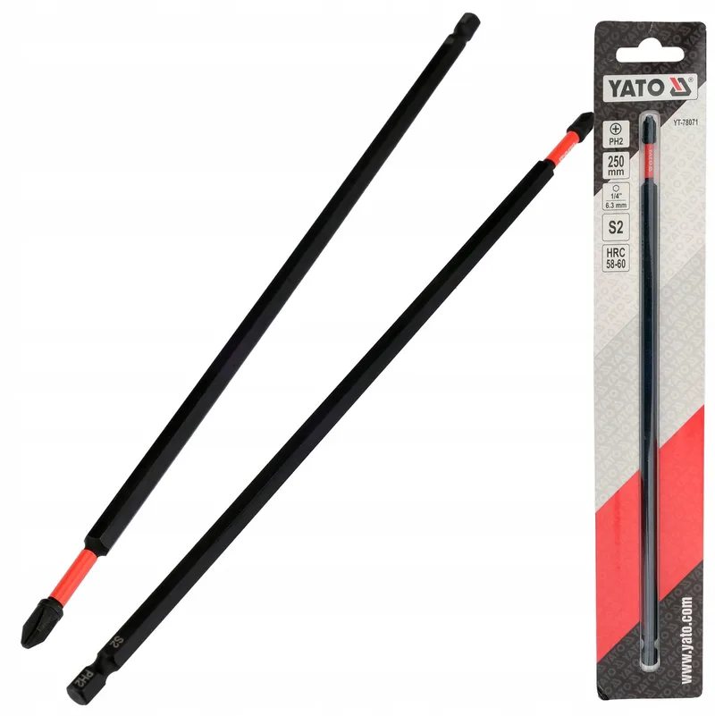 Slagmoer Bit 1/4" 250mm PH2 Staal S2 HRC 58-60 - 1 Stuk by Yato – product image