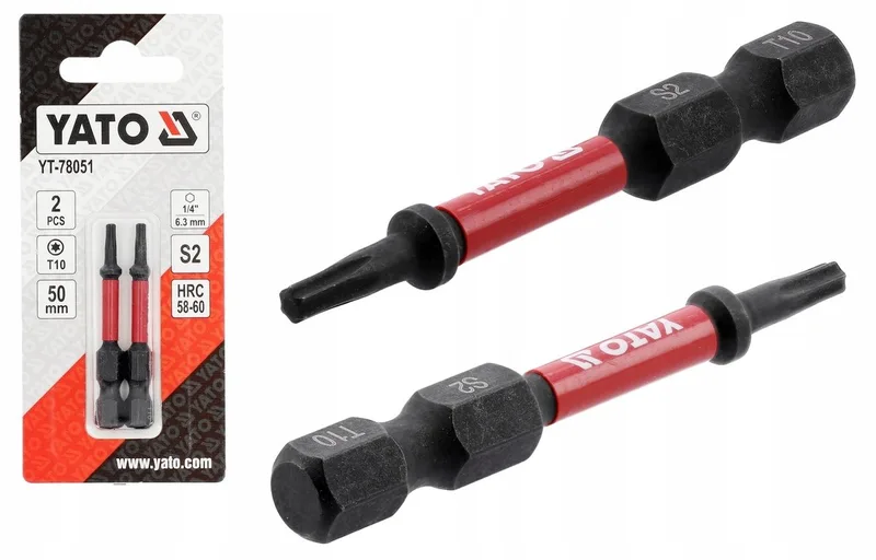 Slagmoeren Bits Torx T10 1/4" 50mm - 2 Stuks von Yato – Produktbild