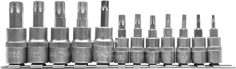 Torx Dopsleutelset - 12-delig - S2 Staal en CrV 6150 by Yato, Metaakleurig – product image