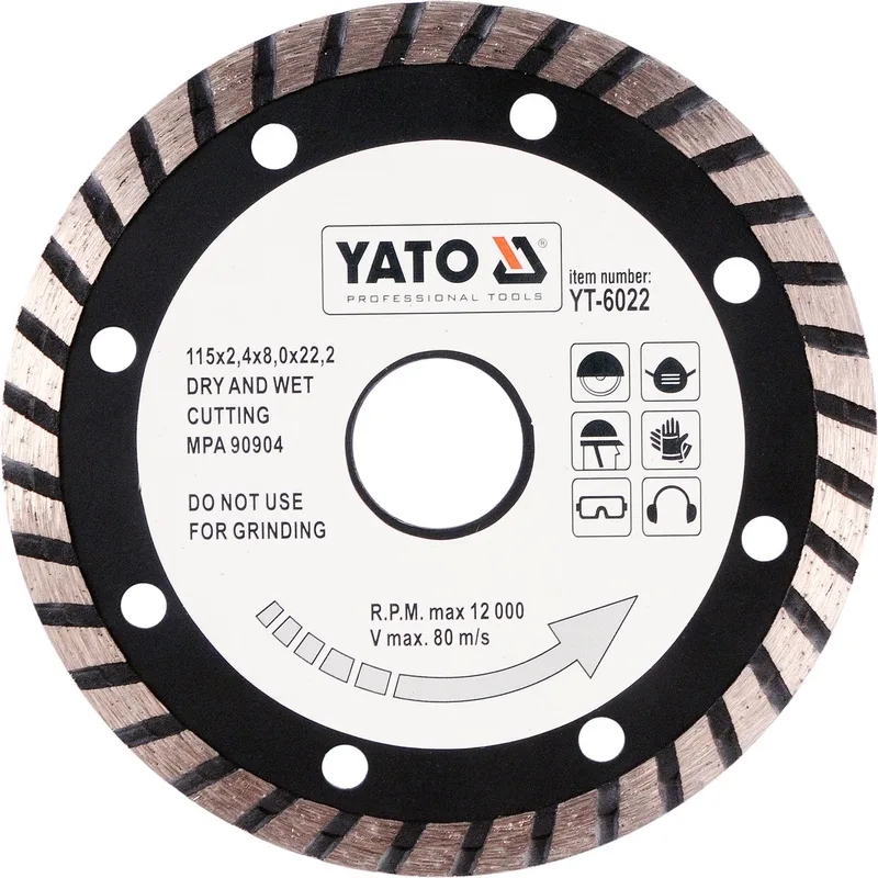 Turbo Diamantschijf - Ø 125 mm - Nat & Droog Zagen - Gewapend Beton, Graniet & Zandsteen de Yato – image du produit